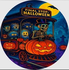 1 OZ 999 SILVER HAYLEYBUG MINT FINAL STOP HALLOWEEN COLORIZED ART ROUND PUMPKIN 