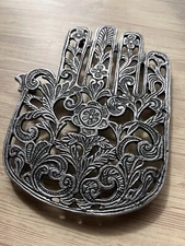 NEW IN BOX HAMSA TRIVET Made In Israel Aluminum Emanuel Brand Signed M.E.I (3)