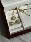 Earrings & Necklace Heart Shape Matching Set Lot of 3 fashion Gold Tone Studded