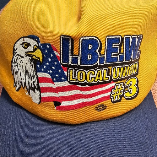 As Is* Local Union #3 IBEW Cap Hat Baseball Eagle USA Made Barker Specialty W8a - Picture 2 of 10