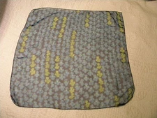 Cejon dark blue scarf with lighter blue and green flowers, 20", great condition