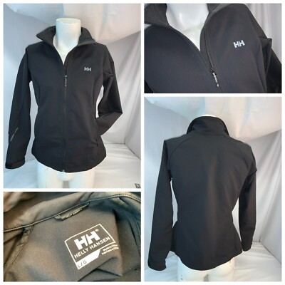 Helly Hansen Jacket L Women Black Nylon Poly Spandex Full Zip YGI L1-26