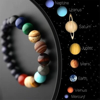 Bracelet planète perle pierre Chakra Yoga Galaxy solaire homme femme Agate Lapis - Photo 1/4