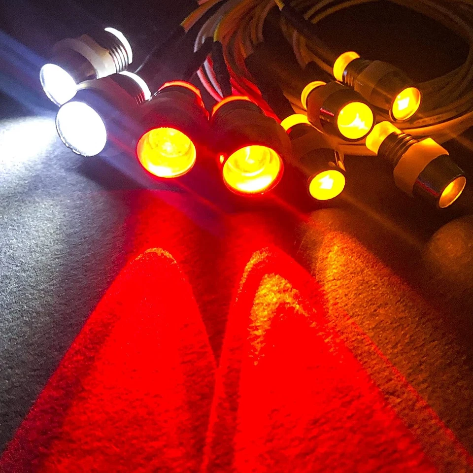 Kit de luces LED RC luces de camión faros freno RC oruga 2W2R 10 mm 4A5 JR JST Foto 2 de 2