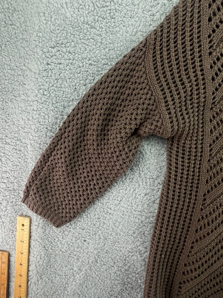 Womens United States Sweaters Brown Ribbed Knit 3/4 Sleeve Crew Neck Size Medium - Image 3 of 4