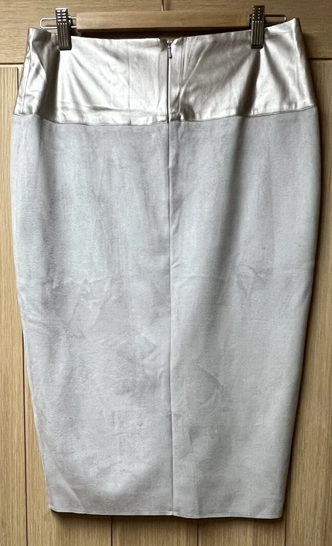 Grey faux top suede pencil skirt