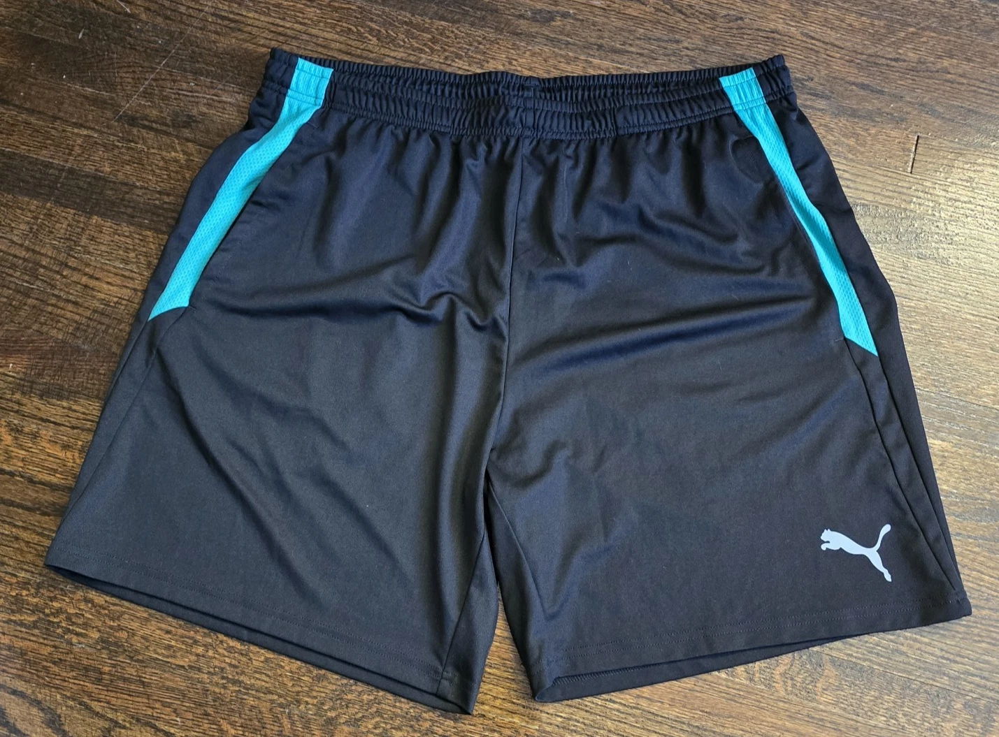PUMA pantaloncino uomo 2XL nero verde sportivo coulisse tasche elastico in vita