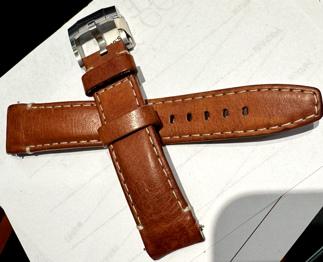 EVEREST WATCH LEATHER STRAP 20 X 18 BROWN TAN EH-8/ WITH BUCKLE SWISS