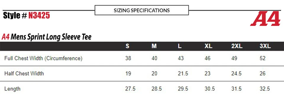 A4 Mens Dri-Fit Long Sleeve Polyester Moisture Wicking Sprint T-Shirt - N3425 - Image 2 of 2