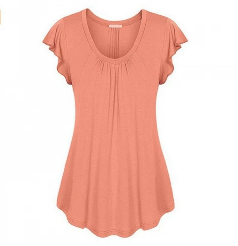 Summer Solid Women Casual Crew Neck T Shirt Tunic Short Sleeve Blouse Loose Tops - Picture 12 of 22