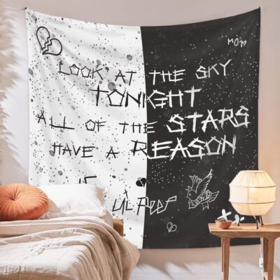 Rapper Wall Tapestry Lil Peep Tapestries Juice Wrld Black and White Star Tapestr