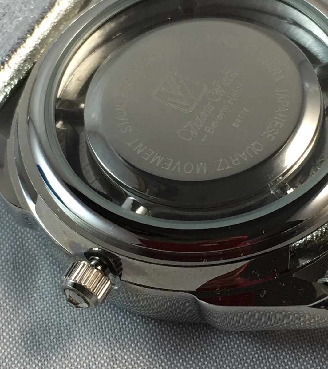 Victoria Wieck Black Leather Strap Quartz Watch with Silver Crystal Floral Dial Victoria Wieck Hummingbird Crystal Watch Black Leather Band  main image 3