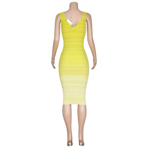 $195 NWT STAUD Dana Ombre Stripe Knit Dress, Pollen White, XS - Picture 3 of 8