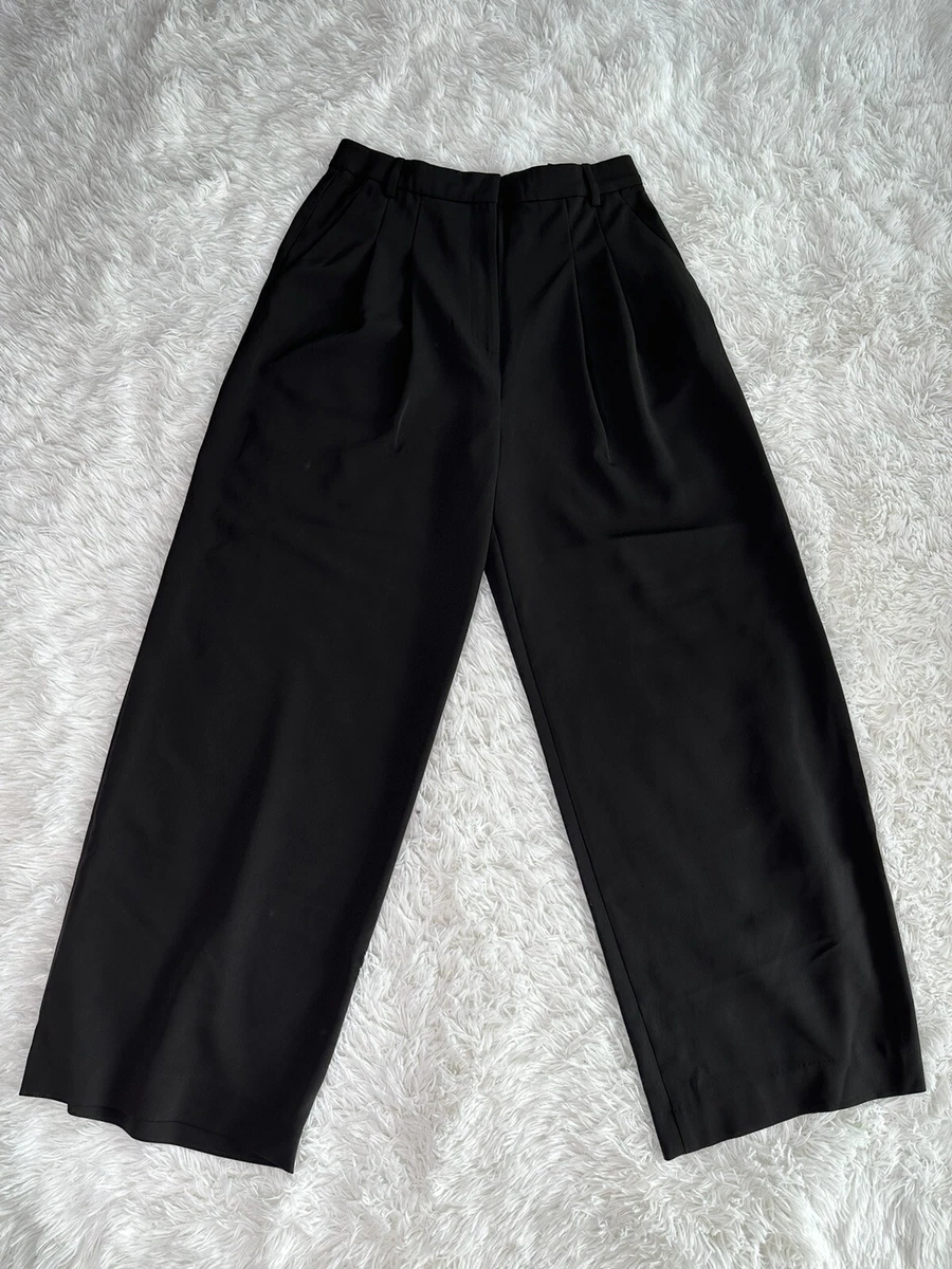 H&M Womens Black High-Rise Dress Pants Loose Fitted Wide Legged