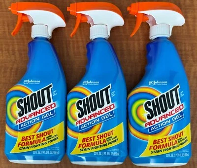 SHOUT! FACTORY 3pack Shout Advanced Action Gel Laundry Stain Remover 22fl oz Best Shout Formula