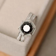 Black Onyx Women Minimal Ring Natural Gemstone 925 Sterling Silver Stack Ring