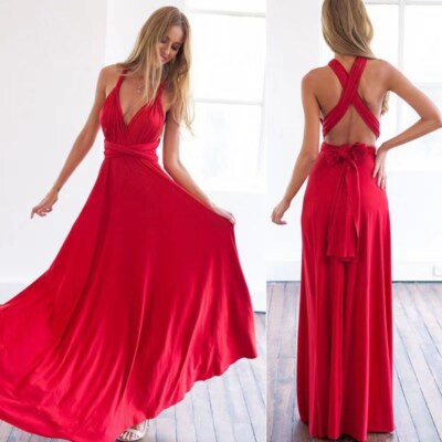 Maxi Long Multi Way Bridesmaid Convertible Dress Formal Women's   Evening Wrap