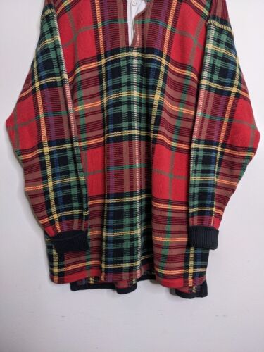 Polo Sport Ralph Lauren Knit Rugby Shirt Mens Extra Large Red Tartan Plaid 90s - Picture 7 of 12