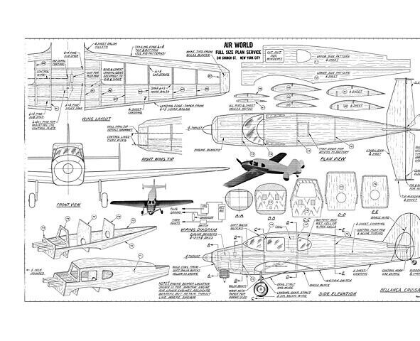 Bellanca Cruisair C/L 34" WS RC Model Airplane Plans Templates PDF on ...