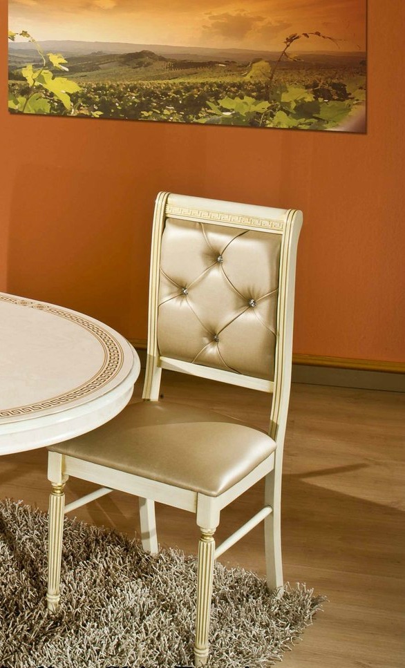 ROSELLA STYLE ITALIAN HIGH GLOSS DINING EXTENDING TABLE WITH 6 FABRIC