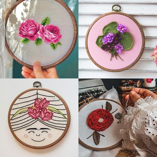 PATIKIL 4x3.7inch Embroidery Hoops, 3Pieces Imitated Wood Square Frame Cross - Picture 3 of 8