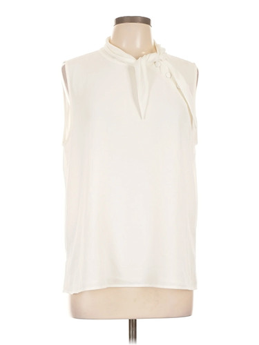 Vince Camuto Women Ivory Sleeveless Blouse L