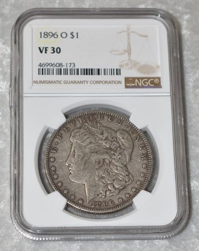 1896 O MORGAN 90% SILVER $1 DOLLAR NGC CERTIFIED VF 30 VF30 NEW ORLEANS US COIN