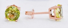 GENUINE 1.88 Cts PERIDOT STUD EARRINGS 14K ROSE GOLD PLATED (.925) - NWT