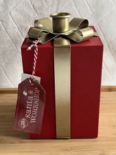 Winter Wonder Lane Red & Gold Candle Holder Gift Box Tabletop Decor A