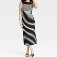 Women's striped knit midi spring dress