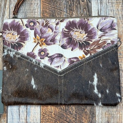 Myra Bag Floral Cowhide Leather Clutch Wristlet Astral Ascent Pouch Wallet NWT