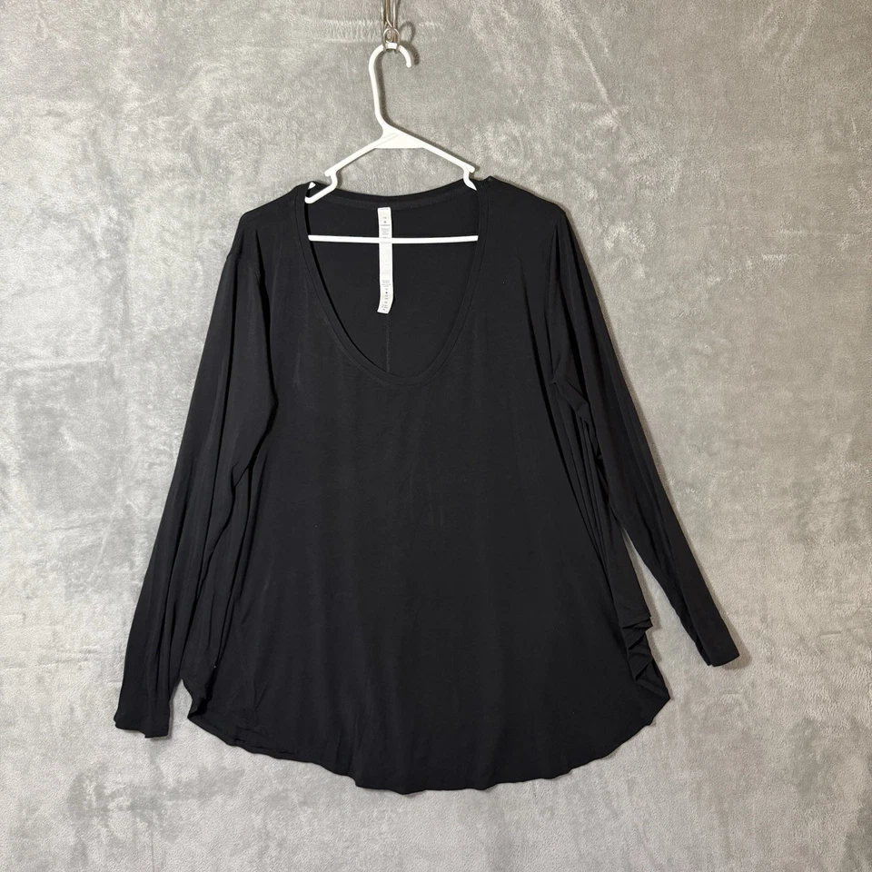 Lululemon Up For Down Time 长袖 T 恤黑色女式 10 瑜伽弹力 T 恤 — 第 2/4 张图片