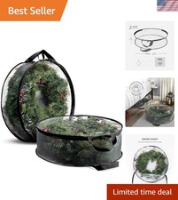 2 Pack Christmas Wreath Storage Container 24 Inch - Wreath Bag for Artificial...