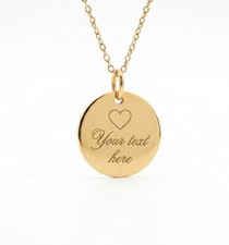 Custom Text Necklace- Personalized Engraved Pendant Stainless Steel gold silver