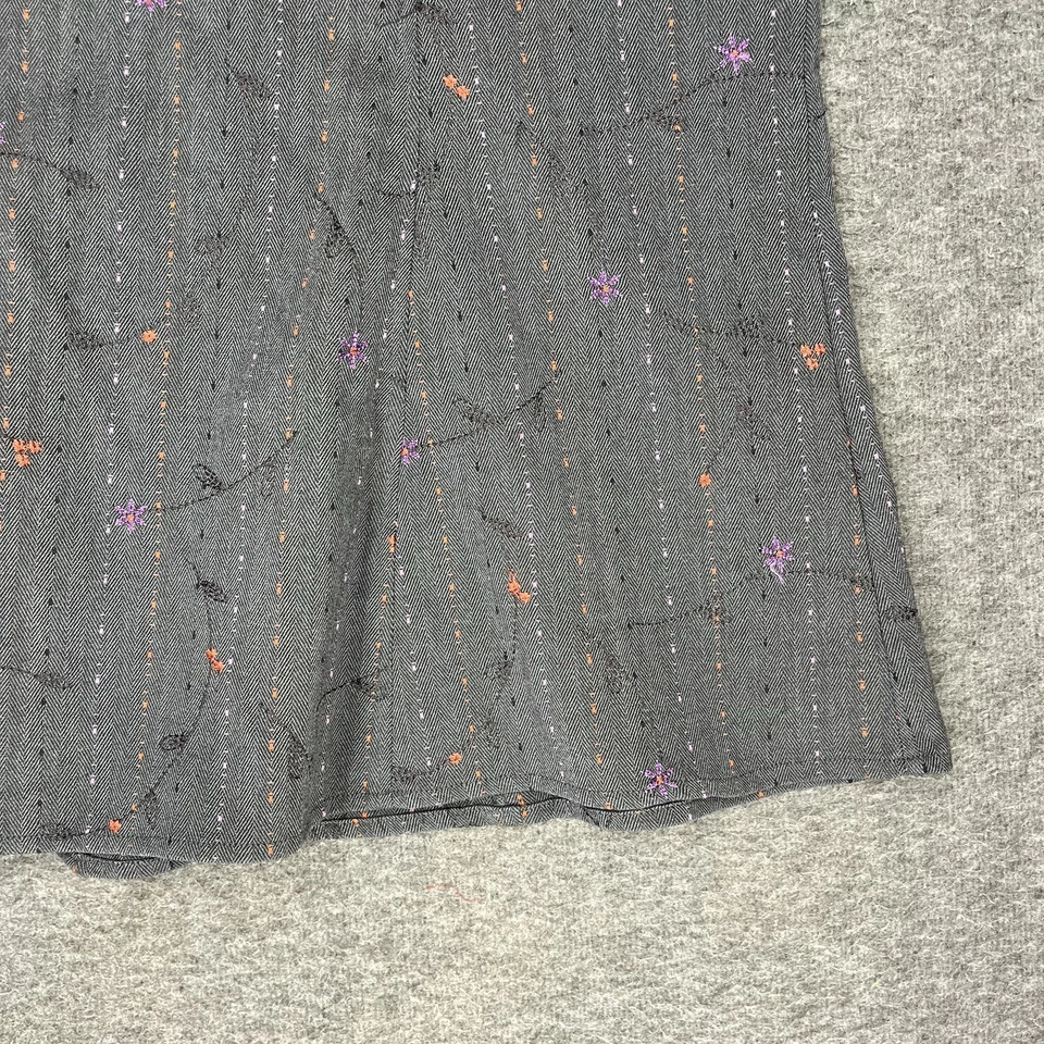 Y2K Requisitos Falda Línea A Mujer 10 Gris Rayas Floral Bordado Oficina Foto 2 de 4