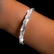 Women's  Adjustable Opening Wristband Frosted Fashion Hyperbolic Bracelet Alloy