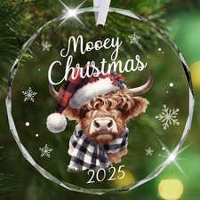 Christmas Ornaments 2025, Highland Cow Ornament for Christmas Tree Rustic Far...