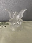 Vintage Fenton Art Glass Figurine Butterfly Ring Holder Satin Frosted Crystal