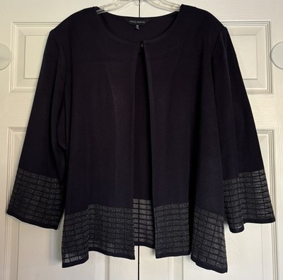 Ming Wang Knit Blazer Jacket Stretch Black Collarless Chic Luxury Career Plus 3X
