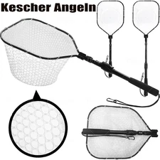 Fly Fishing Landing Net Trout Telescoping Foldable Rubber Mesh Catch Release Net