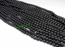 NATURAL BLACK HEMATITE GUNMETAL BEADS SMOOTH BALL SHAPE 8 mm. GEMSTONE GV-699b