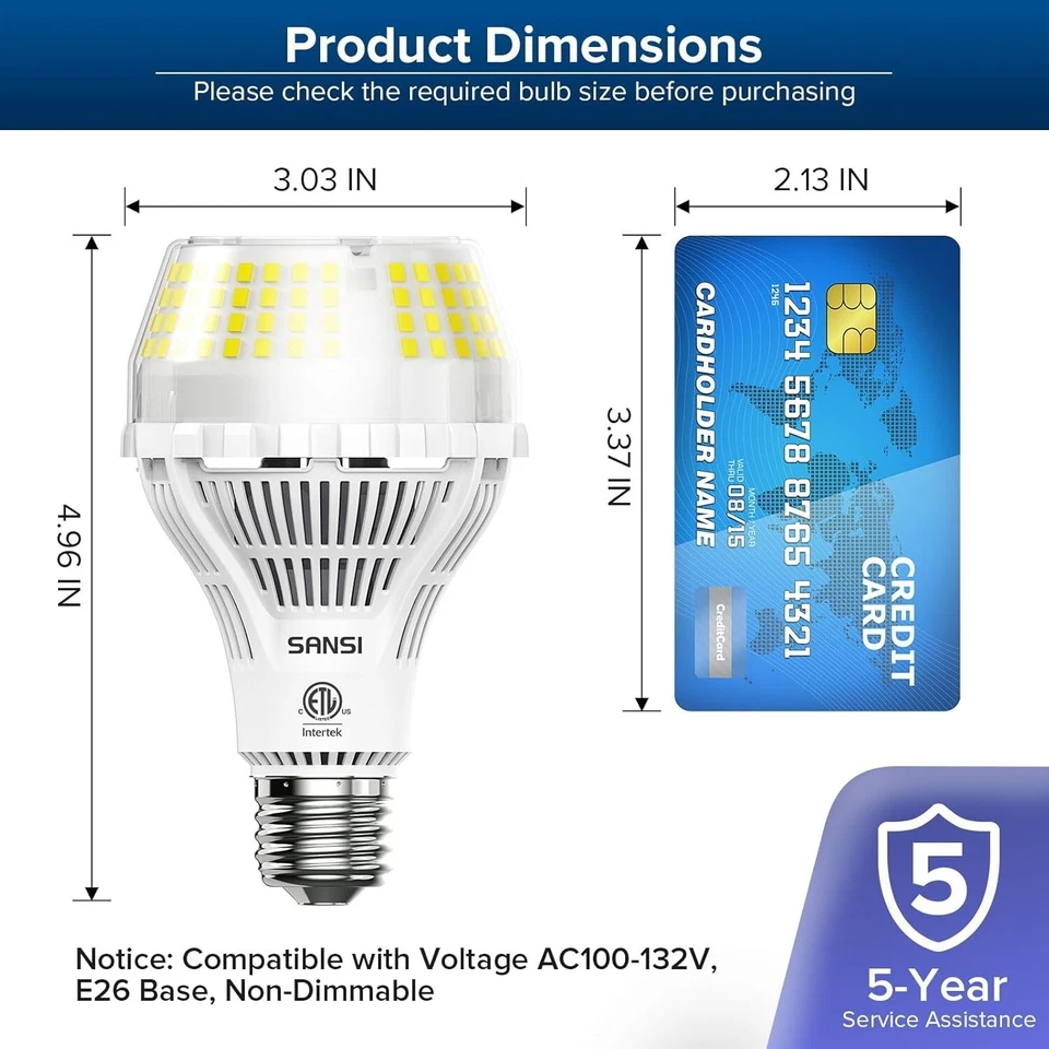 2Pcs LED Light Bulbs 250 Watt Equivalent 4000lm Kitchen Lamp Bulb A21 E26 SANSI - Image 2 of 4