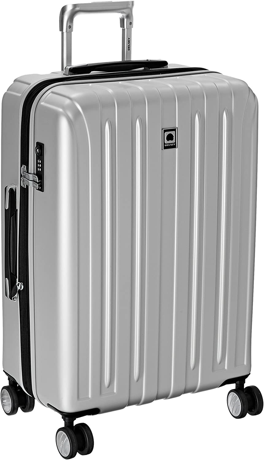 DELSEY Paris Titanium Hardside Expandable Luggage with Spinner Wheels&comma; Silver&comma;