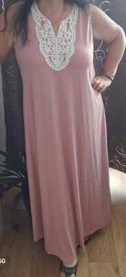 Gr.4 XL langes Sommerkleid, Altrosa mit Spitze