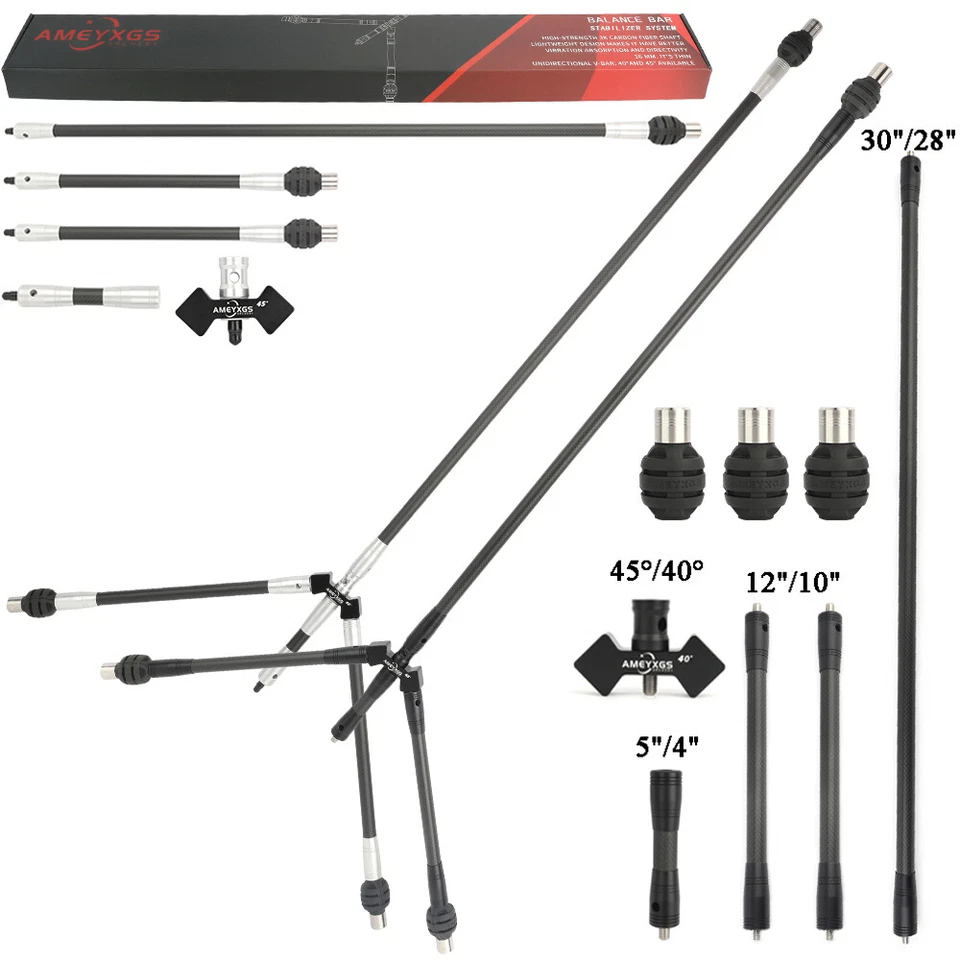 Archery 3K Carbon Stabilizer System Balance Bar Rod Damper Weight Kit Bow Target - Image 2 of 4