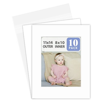 Golden State Art 11x14 Bevel Cut Picture Mats - 5-Pack For Two 5x7 Photos, Acid-Free White Core, Great For Framing