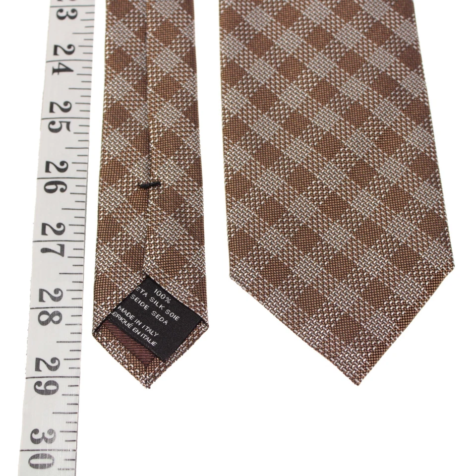 Tom Ford новый с Ярлыками галстук в коричневый/черный/белый чек 100% шелк сделано в Италии - Изображение 4 из 4