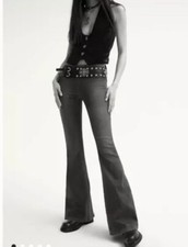 WE THE FREE People Womens 31 Penny Pull-On Flare Jeans Wash Vintage Blue Boho