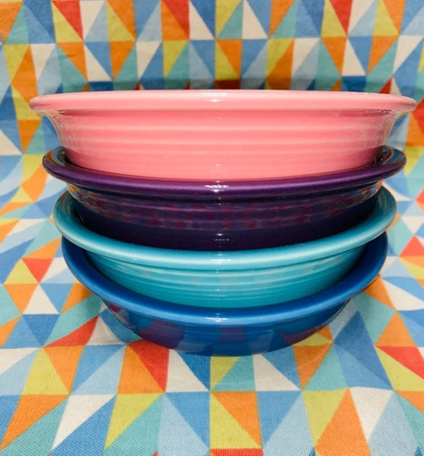 FIESTA set 4 NEW Mixed Colors 7” medium BOWLS 19 oz Fiestaware FREE SHIPPING