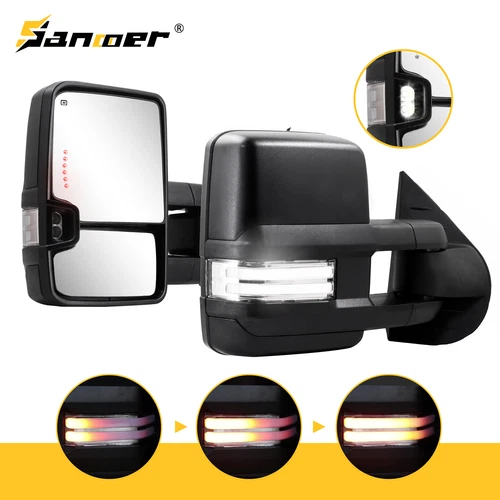 LED Switchback Tow Mirrors Power Heated for 2007-2014 Chevy Silverado GMC Sierra